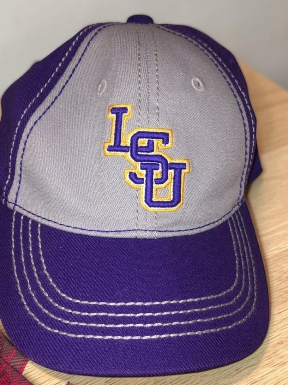 LSU Tigers Hat Cap Fitted Adult 6 1/2 - 6 7/8 Gray Purple College Baseball Mens